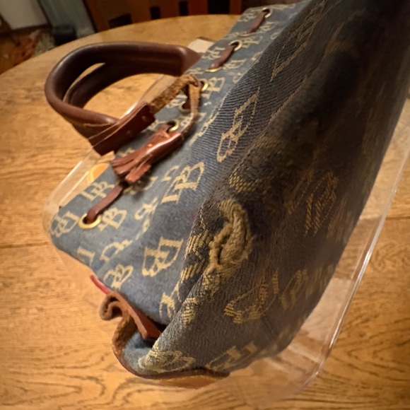 Dooney Bourke Denim Logo Small Satchel Leather Accents and Hang Tag. - Picture 13 of 16